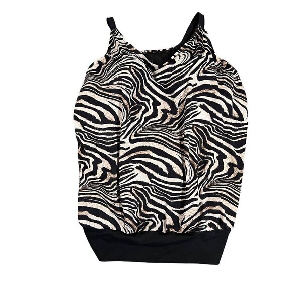 Catherines Zebra Print Tankini Top Size 24W Swim vacation resort cruise - Picture 1 of 11